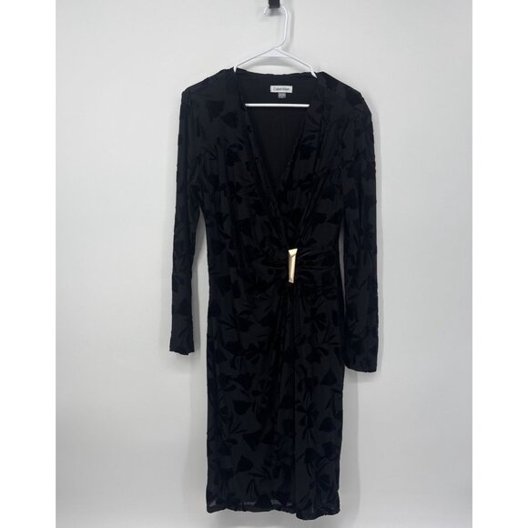 Calvin Klein Dresses & Skirts - Calvin Klein Womens Black Velvet Mini Burnout Sheath Dress Size 12 Floral